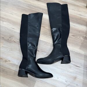 Calvin Klein Women's Jotty Round Toe Over the Knee Dress Boots, Black, 6.5 M
